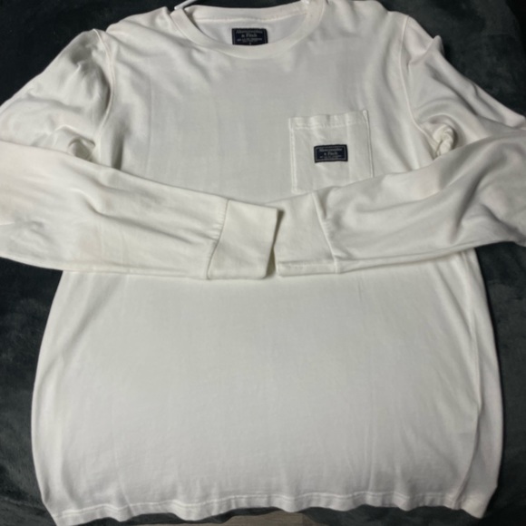 Abercrombie Long Sleeve Crew Neck Size S White with Blue"Exploded" Back Graphic - Picture 2 of 4
